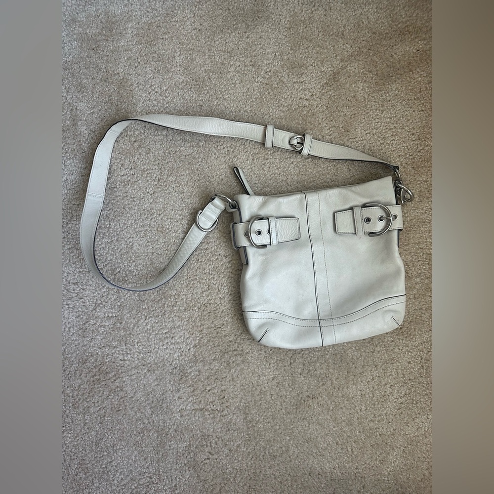Coach Soho Slim Buckle Handbag in Chalk White